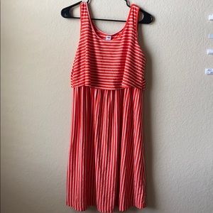 Orange Stripe Maternity/Nursing Dress Small